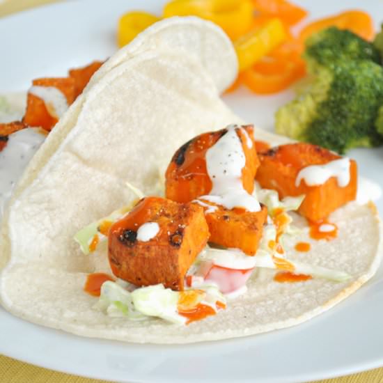 Buffalo Ranch Sweet Potato Tacos