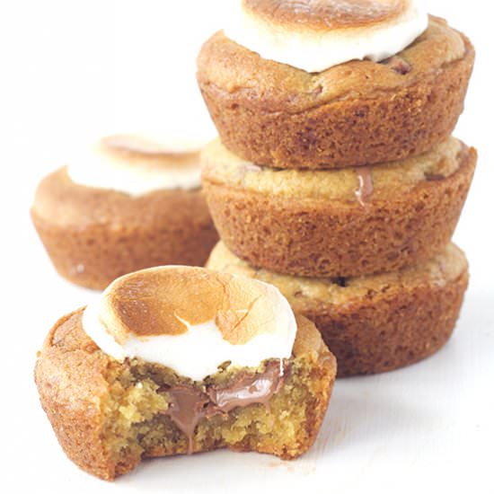 Smores Chocolate Chip Cookie Cups
