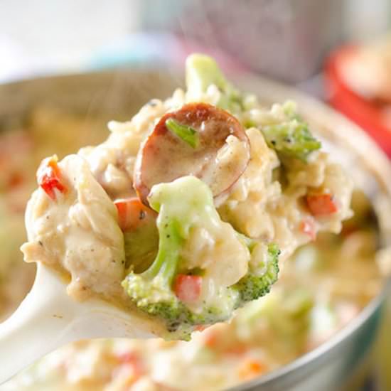 Light Cheesy Chicken Rice Casserole