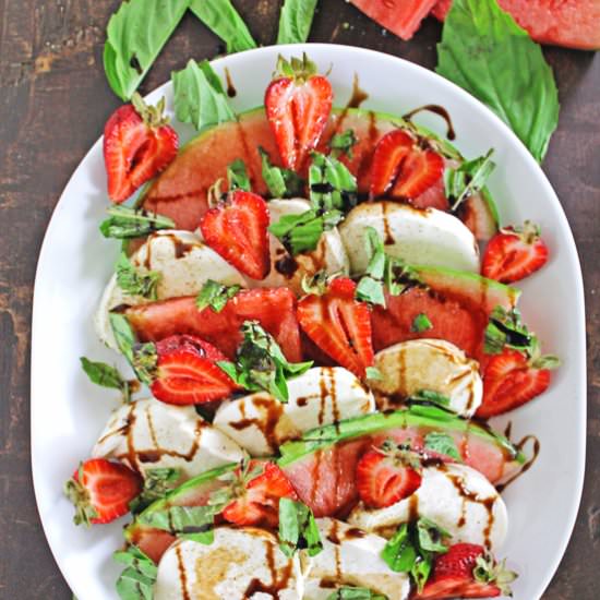 Strawberry Watermelon Caprese Salad