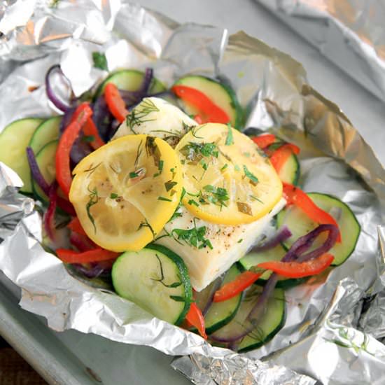 Halibut and Veggie Foil Packets