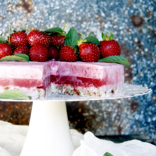 Raw Strawberry Layer Cake