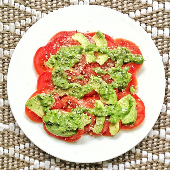 Tomatoes with Avocado and Pesto