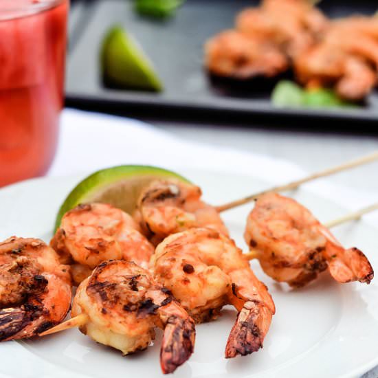 Grilled Pesto Prawn Skewers