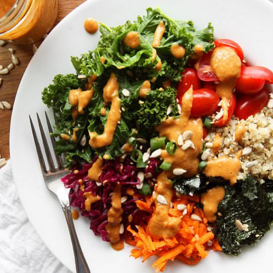 Vegan Kale Quinoa Bowl with Peanut
