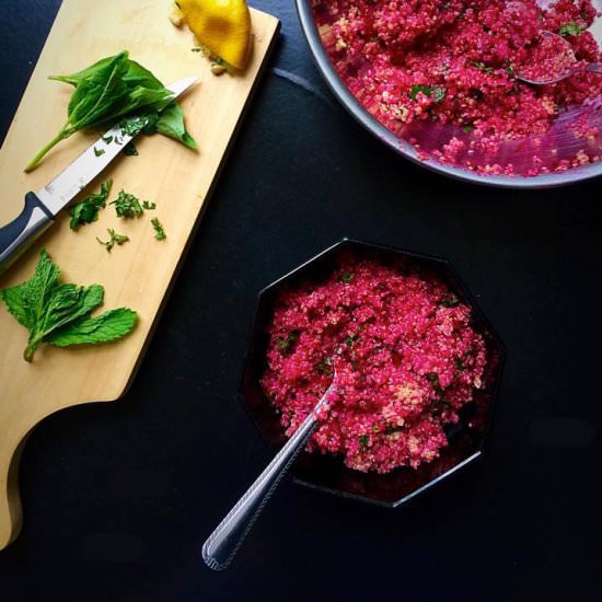 Vegan Herbed Beet Quinoa Tabbouleh