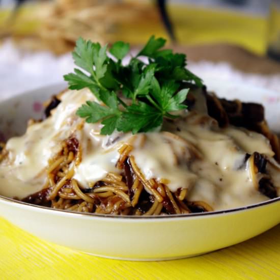 French Dip Mushroom Spaghetti