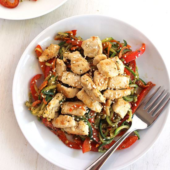Chicken Zoodles with Peanut Sauce