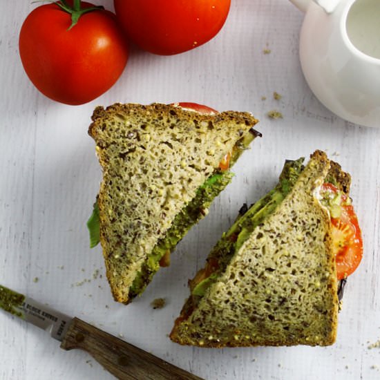 Gluten Free Eggplant Pesto Sandwich