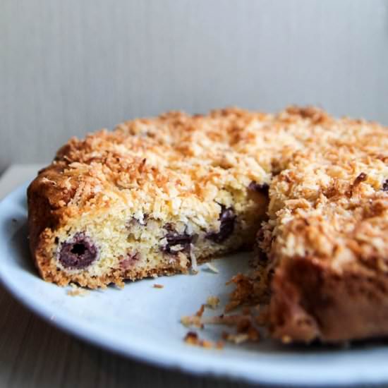 Cherry Coconut Crumble Cake