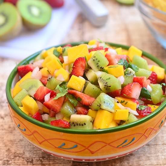 Kiwi Mango and Strawberry Salsa