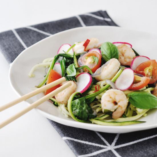 Zoodles with Scampi & Spinach