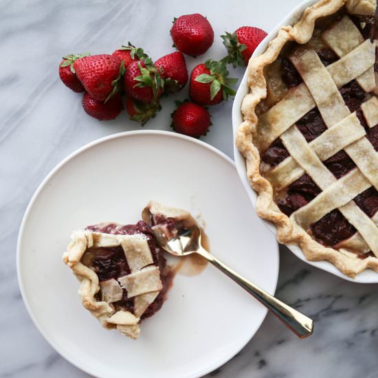 Strawberry + Brandy Custard Pie