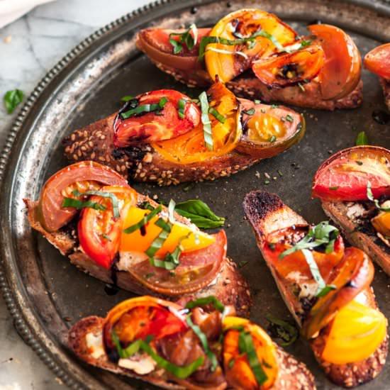 Roasted Heirloom Tomato Bruschetta