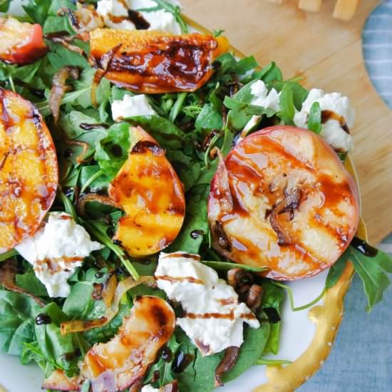 Grilled Peach + Burrata Salad