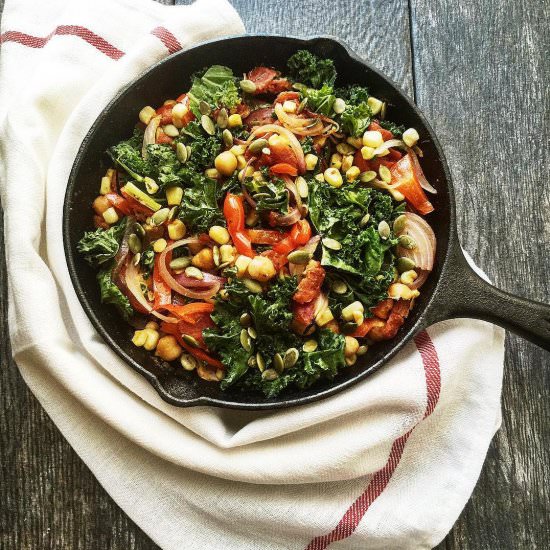 Hearty Vegetarian Skillet with Kale