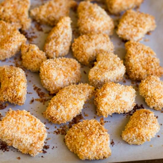 Panko Crusted Baked Chicken Nuggets