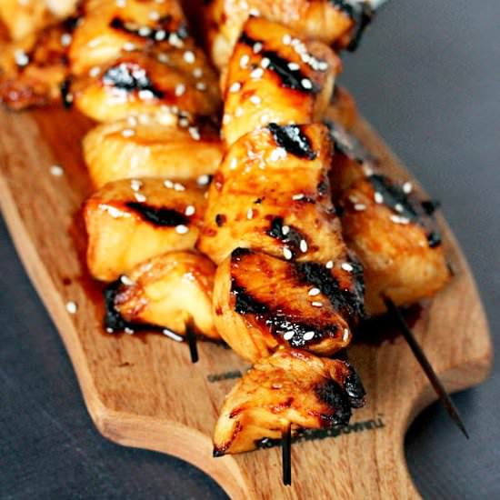 Honey Sriracha Chicken Skewers