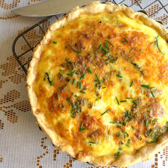 Cheesy Courgette and Bacon Quiche
