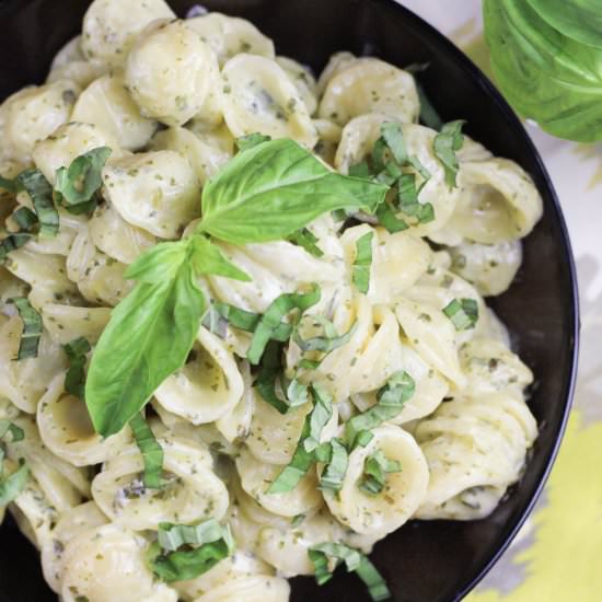 Healthier Creamy Pesto Pasta