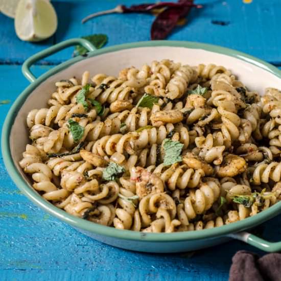 Achari Prawns with Pasta