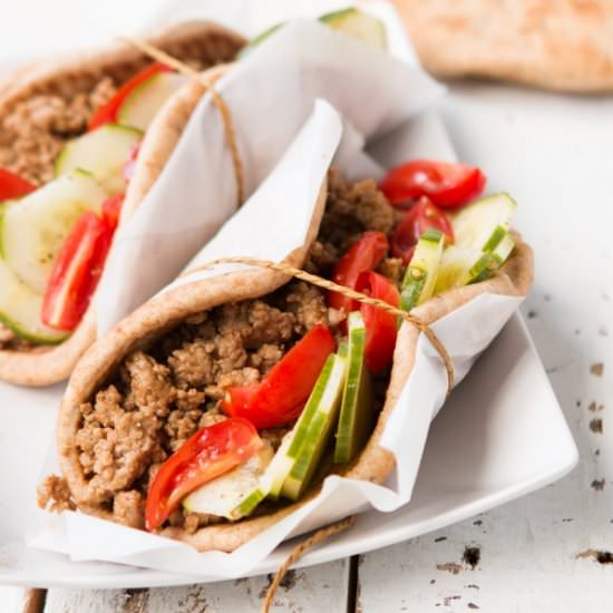 Hoisin Pork and Cucumber Pitas