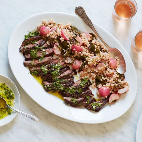 Skirt Steak with Fresh Herb Oil