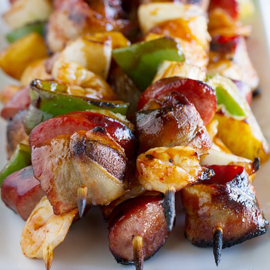 Grilled Shrimp and Sausage Kabobs