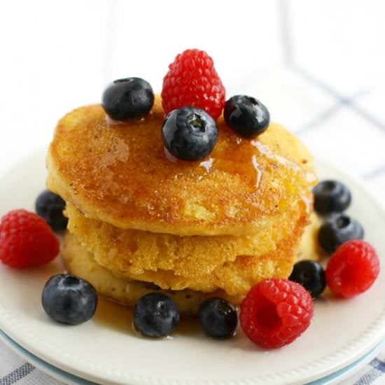 Cornmeal Pancakes with Berries
