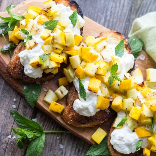 Zucchini, Ricotta + Mint Bruschetta