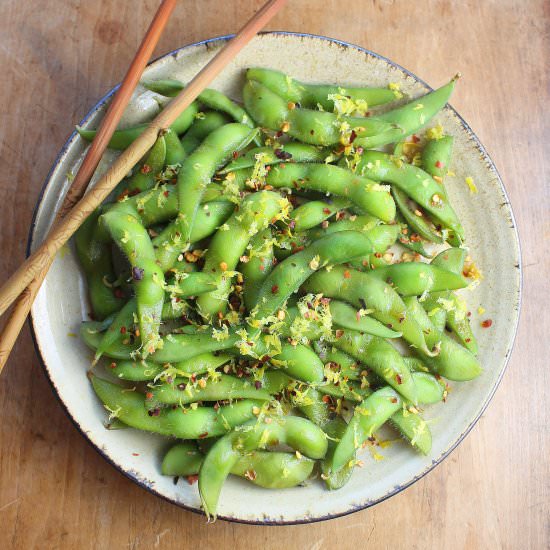 Spicy Edamame with Lemon and Ponzu