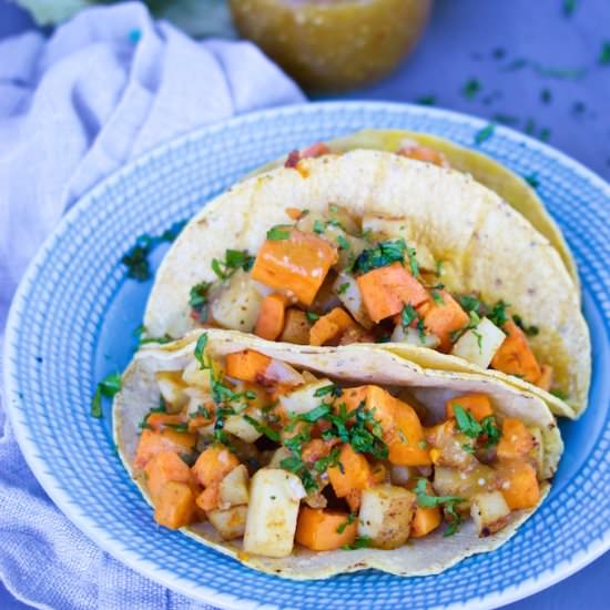 Sweet potato and potato tacos