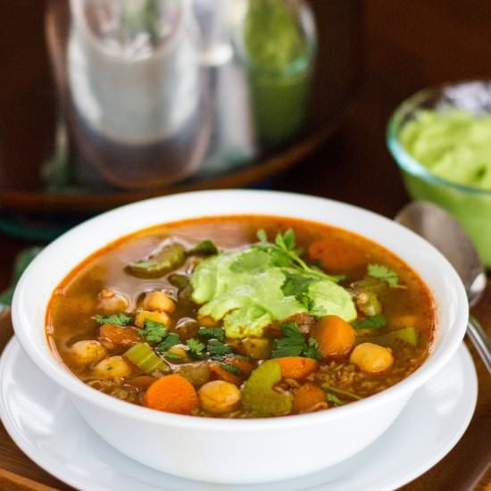 Spicy Chickpea and Bulgur Soup