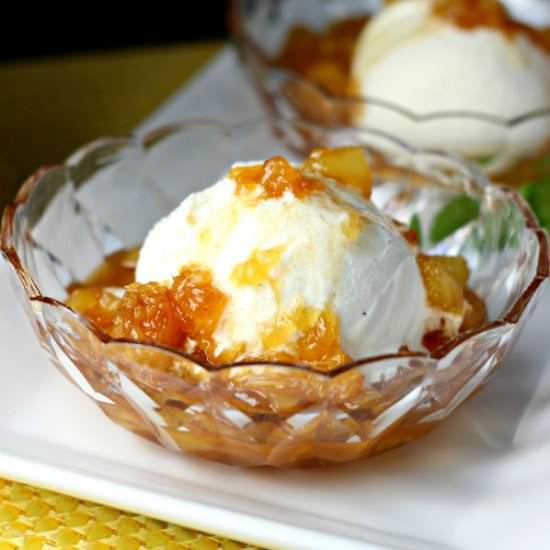 Easy Pineapple Foster Sundaes