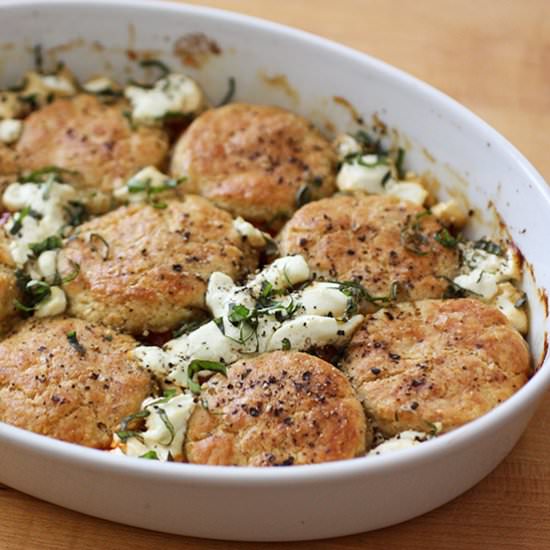 Cherry Tomato & Goat Cheese Cobbler
