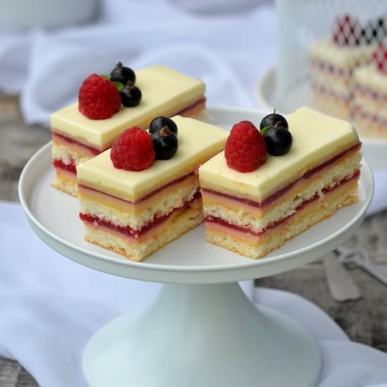Raspberry Bavarian Vanilla Cake