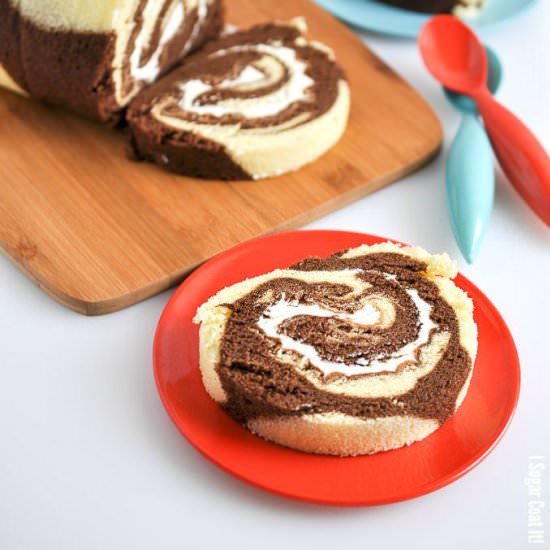 Chocolate Vanilla Swiss Roll