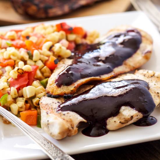Chicken with Blueberry BBQ Sauce