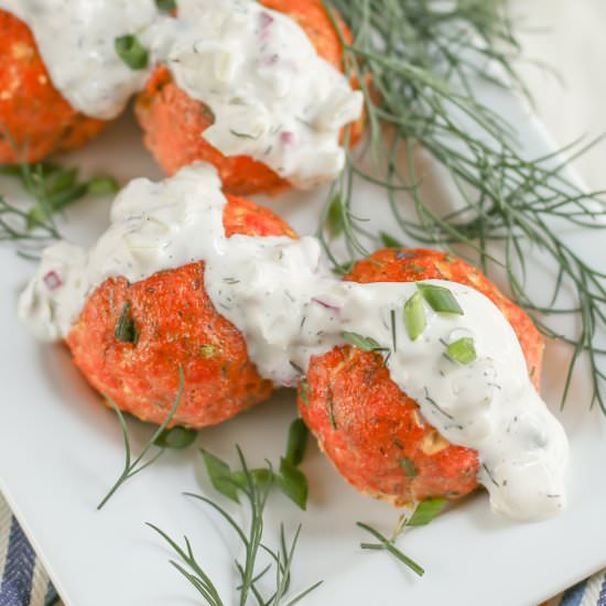 Salmon Meatballs w/Caper Dill Sauce