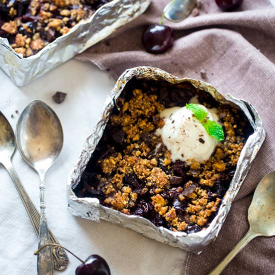 Grilled Chocolate Cherry Crisp
