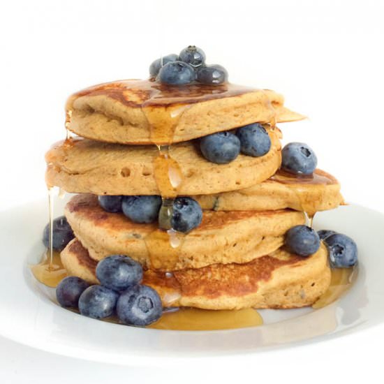 Blueberry Almond Butter Pancakes