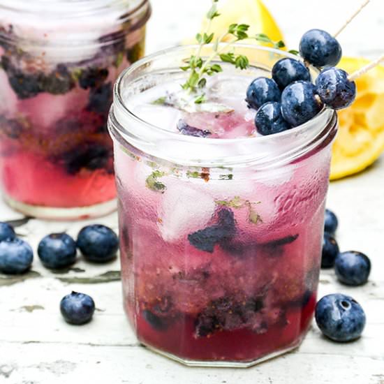 Lemon, Thyme, Blueberry Vodka Fizz