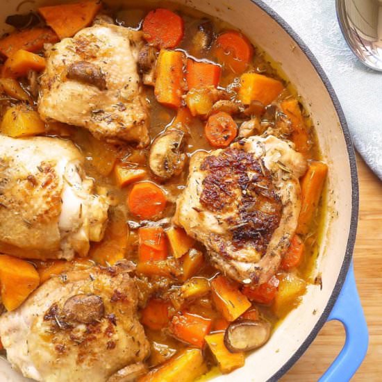 Dutch Oven Peach & Maple Chicken
