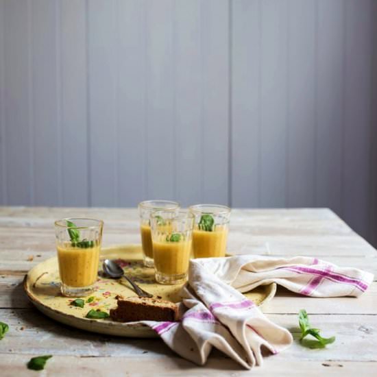 Peach and Basil Vodka Sorbet