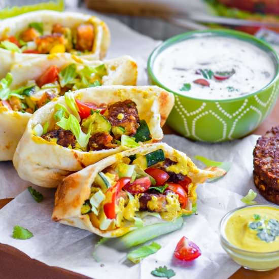 Veggie Curry Naan Pockets