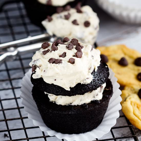 Cookie Dough Chocolate Cupcakes