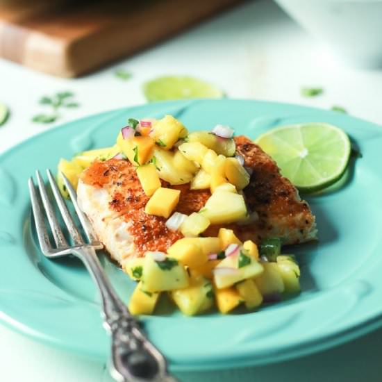 Cajun Mahi Mahi w Pineapple Salsa