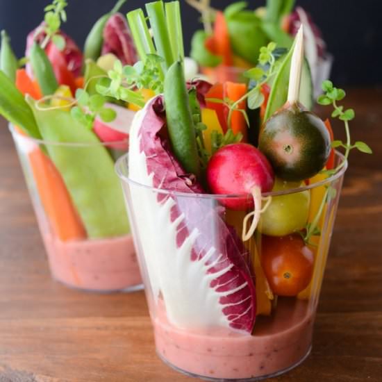 Salad Cups with Rhubarb Vinaigrette