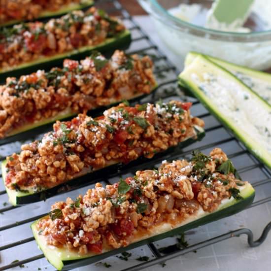 Lasagna Stuffed Zucchini Boats