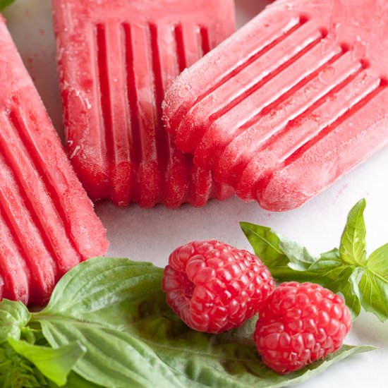 Raspberry Basil Popsicles